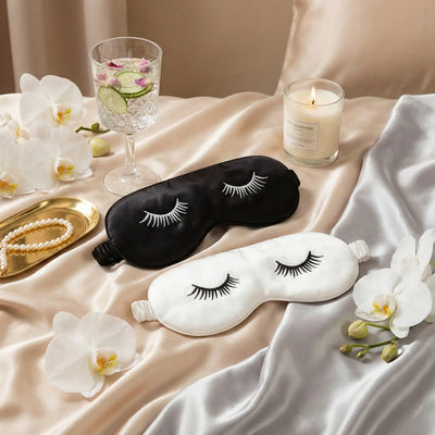 LumiSoie™ "The Wink" 22-Momme Mulberry Silk Sleep Mask (Embroidered Eyelash Edition)