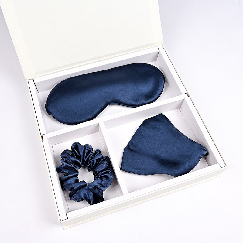 LumiSoie "Triple Indulgence" 100% Mulberry Blue Silk Gift Set