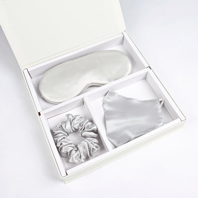 LumiSoie "Triple Indulgence" 100% Mulberry Grey Silk Gift Set