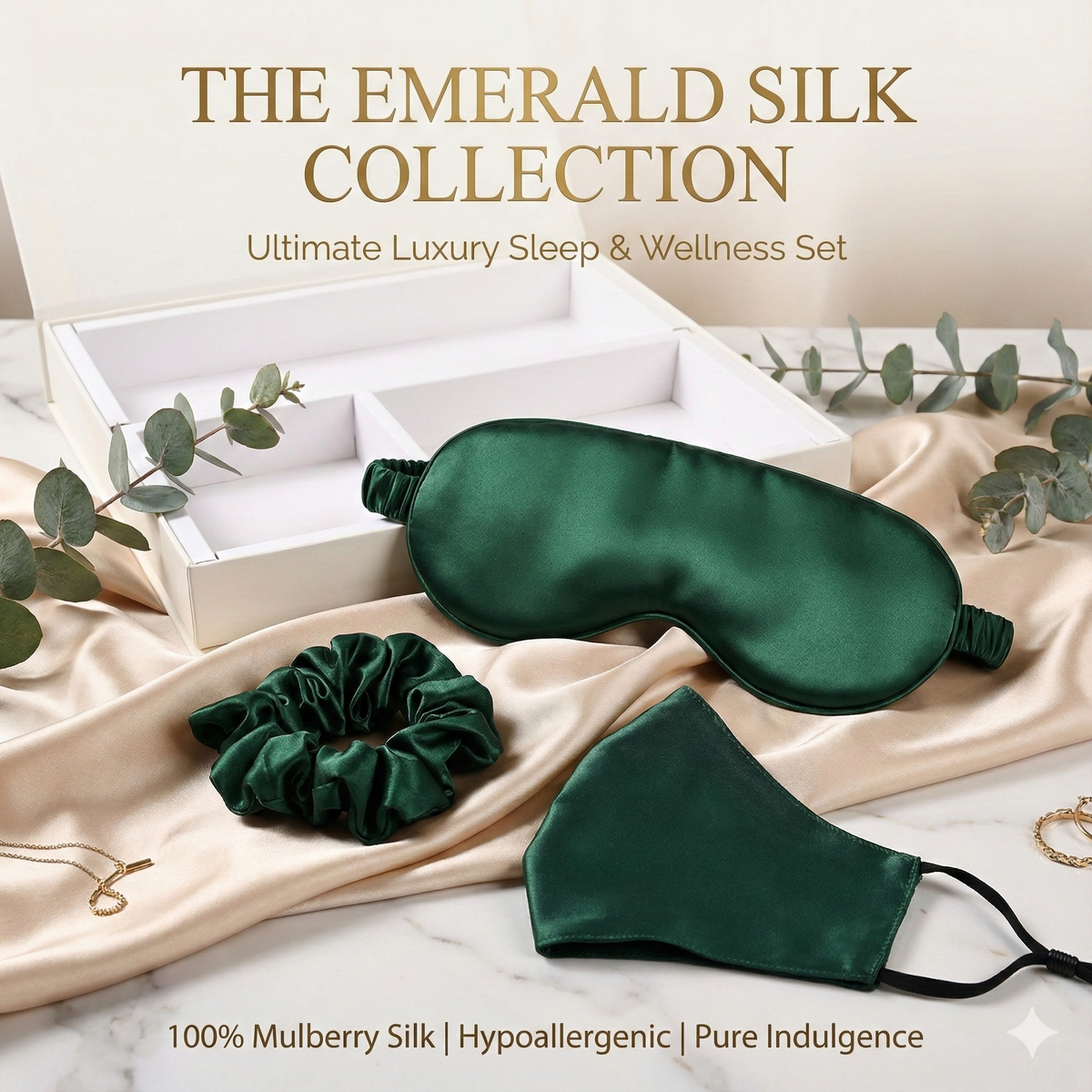 "Triple Indulgence" 100% Mulberry Green Silk Gift Set